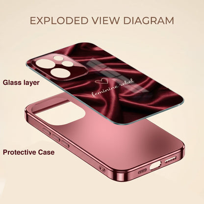 Oppo Reno 15 Pro Mini 5G Feminine Rebel Burgundy Electroplated Glass Back Case
