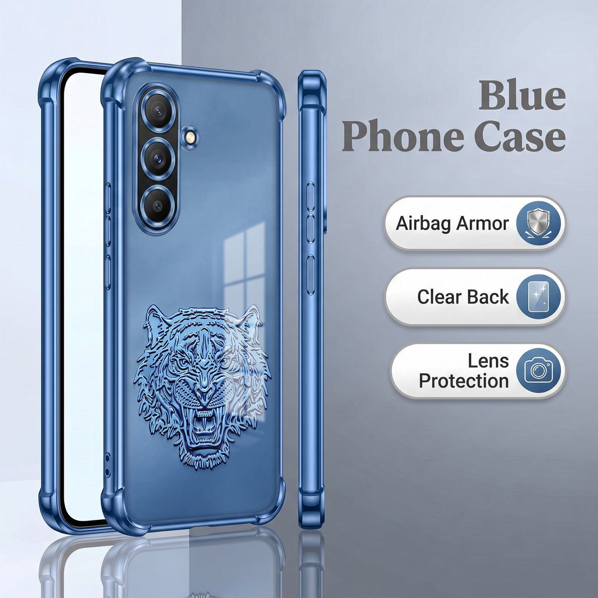 Samsung Galaxy A56 5G Tiger Face Blue Airbags Printed Back Case