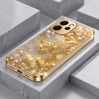 Oppo Reno 15 Pro Mini 5G Golden Butterfly Gold Electroplated Glass Phone Back Case