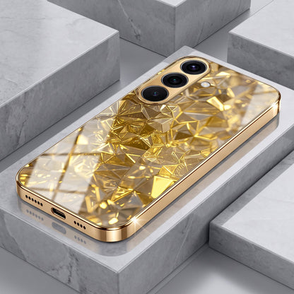 Samsung Galaxy A36 5G Golden Diamond Shatter Gold Electroplated Glass Phone Back Case