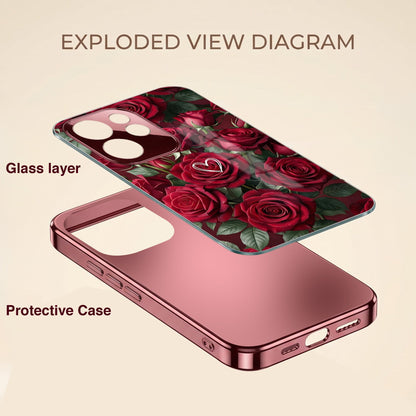 Oppo Reno 15 Pro Mini 5G Rose Heart Burgundy Electroplated Glass Back Case