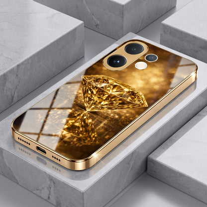Vivo V60 5G Golden Diamond Gold Electroplated Glass Phone Back Case