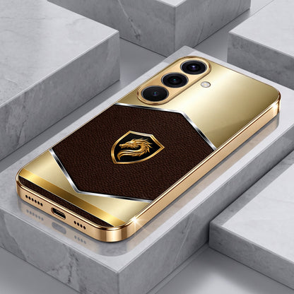 Samsung Galaxy A36 5G Dragon Crest Gold Electroplated Glass Phone Back Case