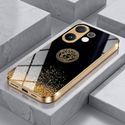Vivo V60 5G Medusa Head Gold Electroplated Glass Phone Back Case