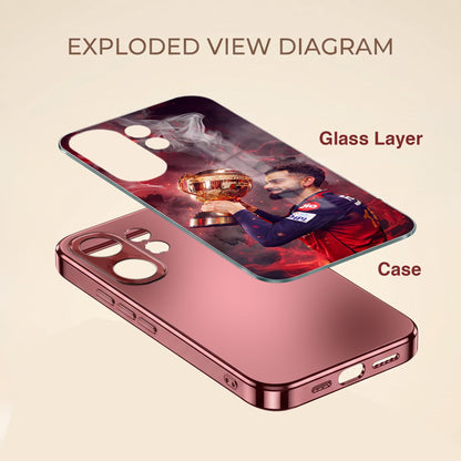 Vivo V60 5G Virat Kohli Burgundy Electroplated Glass Back Case