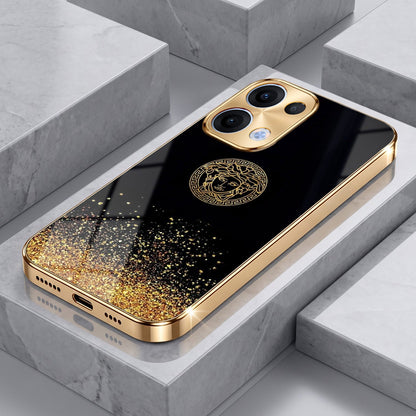 Oppo Reno 13 5G Medusa Head Gold Electroplated Glass Phone Back Case
