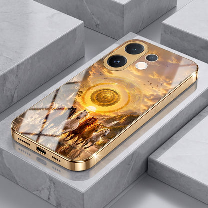 Vivo V60 5G Celestial Seven Horses Gold Electroplated Glass Phone Back Case