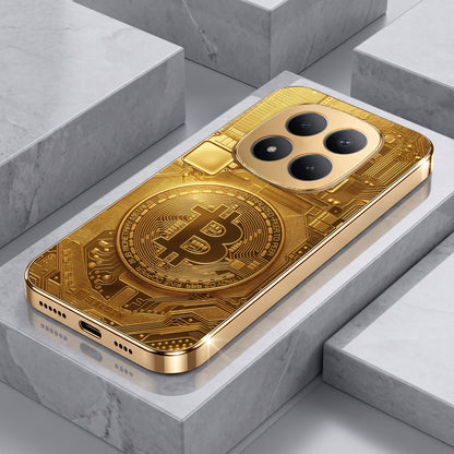Redmi Note 15 Pro+ 5G Bitcoin Gold Electroplated Glass Phone Back Case