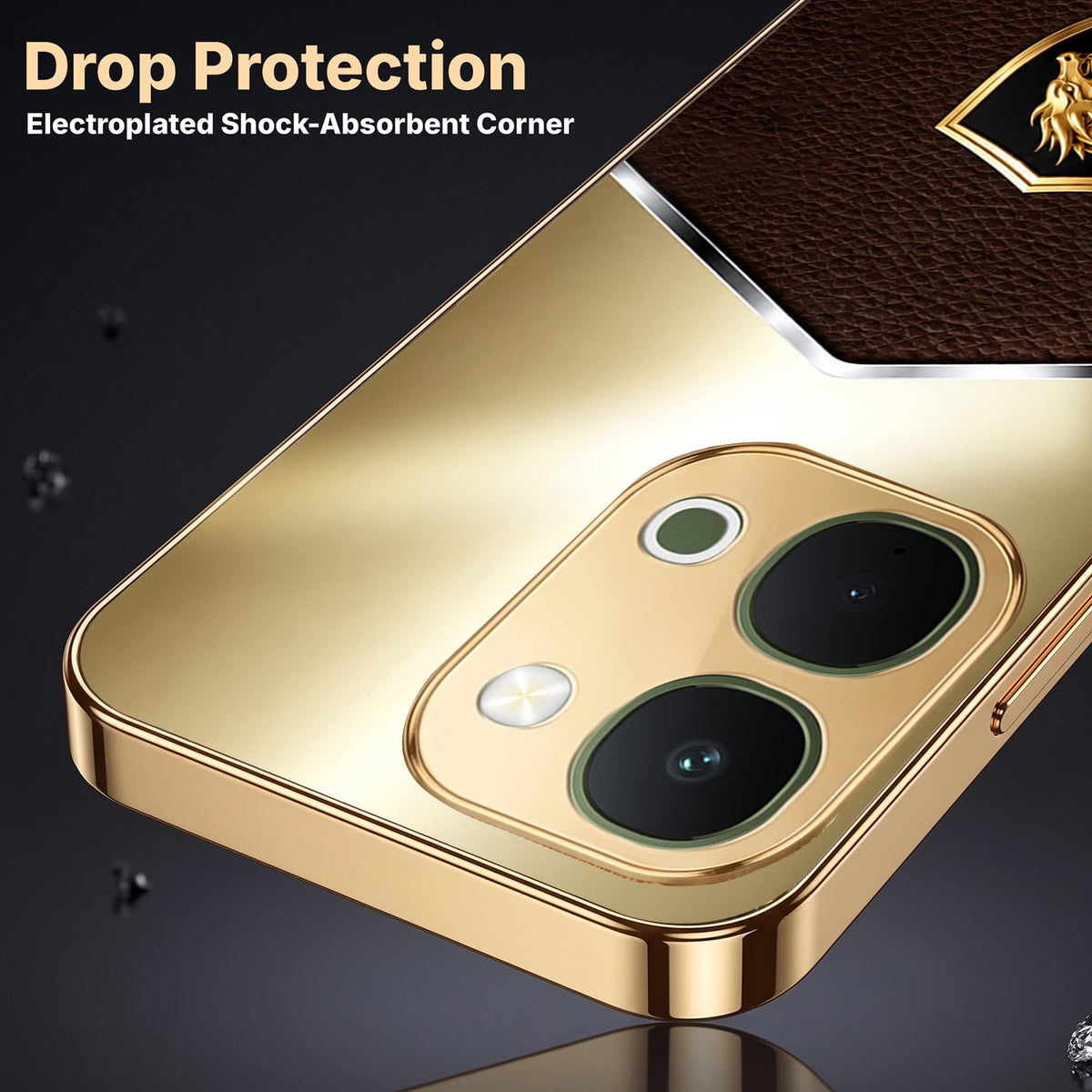 Vivo Y51 Pro 5G Dragon Crest Gold Electroplated Glass Phone Back Case