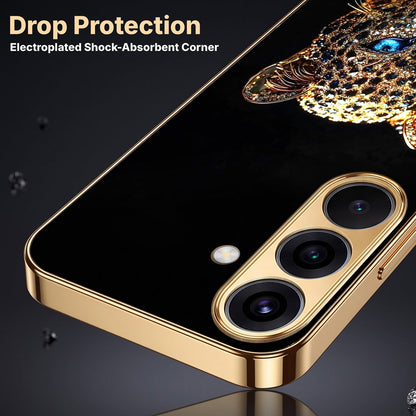 Samsung Galaxy A56 5G Panther Gold Electroplated Glass Phone Back Case