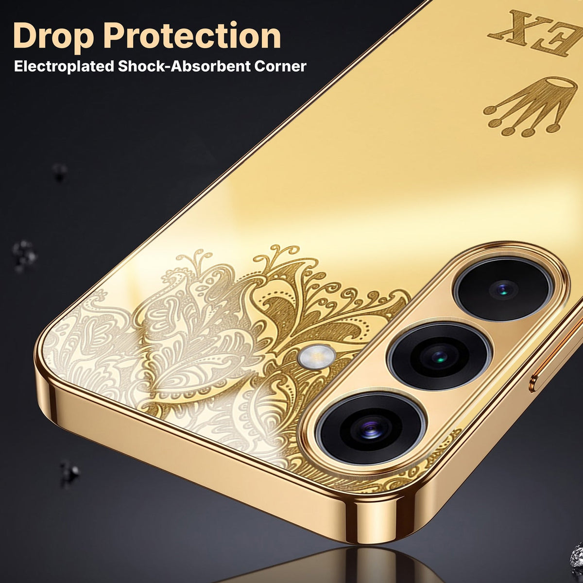 Samsung Galaxy A56 5G Rolex Crown Gold Electroplated Glass Phone Back Case