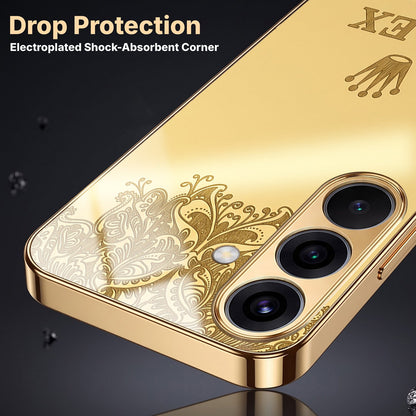 Samsung Galaxy A56 5G Rolex Crown Gold Electroplated Glass Phone Back Case