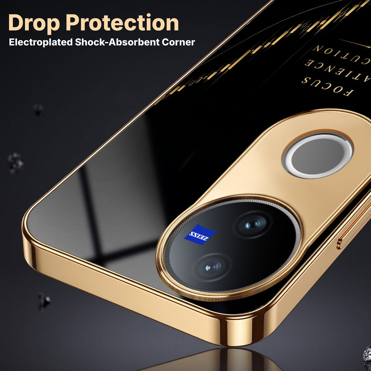 Vivo V50 5G Focus Electroplated Gold Electroplated Glass Phone Back Case