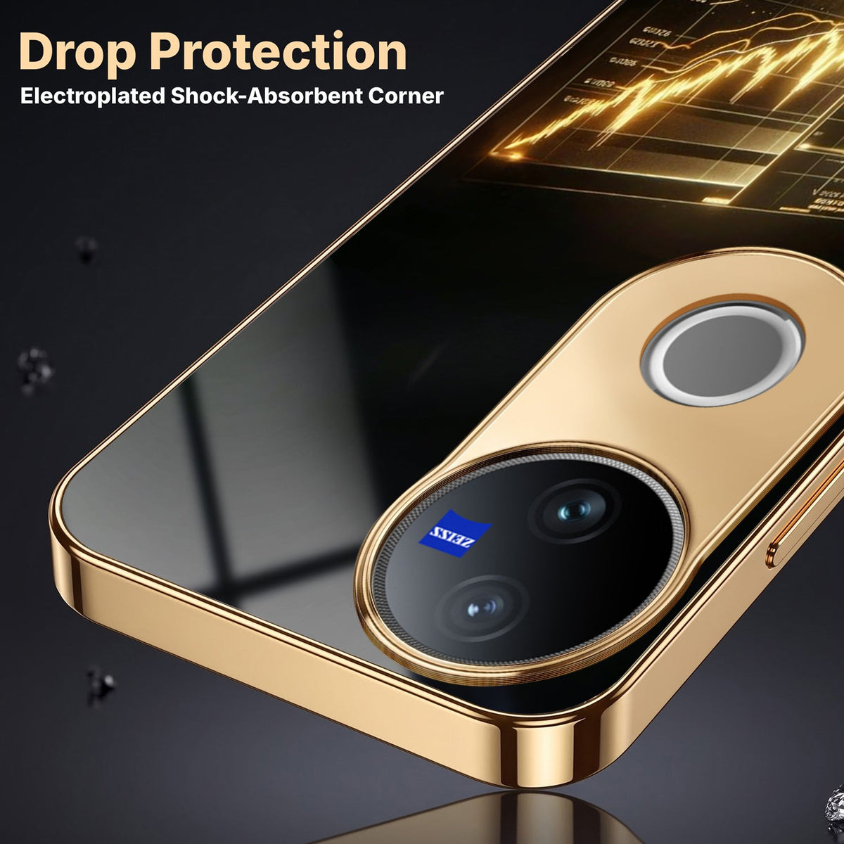 Vivo V40 Pro 5G Luxury Wealth Trader Gold Electroplated Glass Phone Back Case