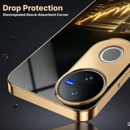 Vivo V40 Pro 5G Luxury Wealth Trader Gold Electroplated Glass Phone Back Case