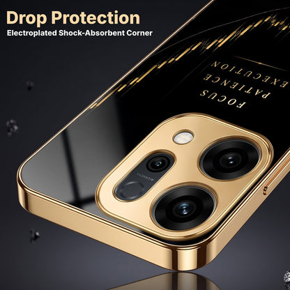 Oppo Reno 14 5G Focus Electroplated Gold Electroplated Glass Phone Back Case