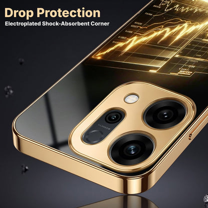 Oppo Reno 14 5G Luxury Wealth Trader Gold Electroplated Glass Phone Back Case