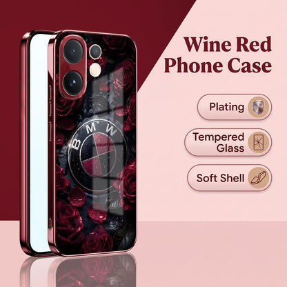 Vivo V60 5G BMW Logo Burgundy Electroplated Glass Back Case