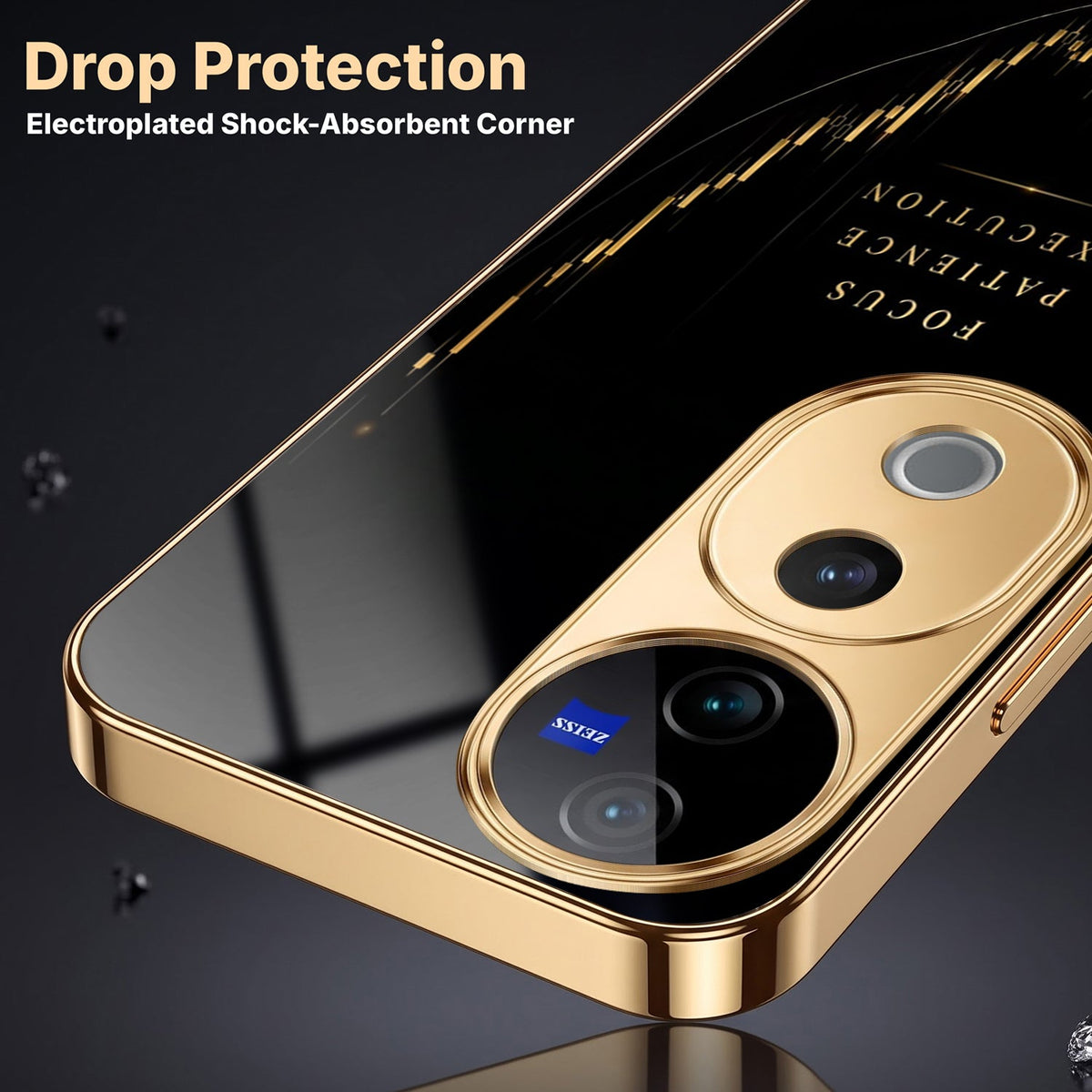 Vivo V40 Pro 5G Focus Electroplated Gold Electroplated Glass Phone Back Case