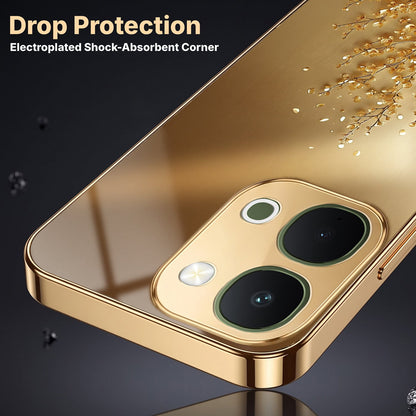 Vivo T5x 5G Golden Tree Gold Electroplated Glass Phone Back Case