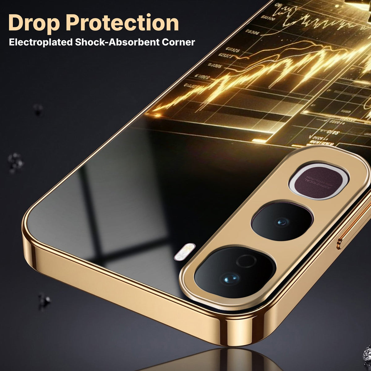 Vivo Y400 Pro 5G Luxury Wealth Trader Gold Electroplated Glass Phone Back Case