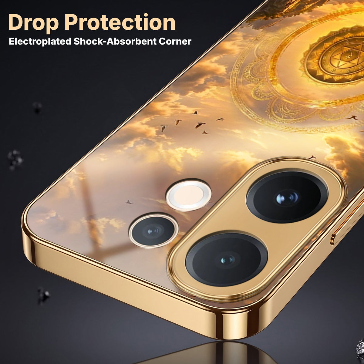 Vivo V60 5G Celestial Seven Horses Gold Electroplated Glass Phone Back Case