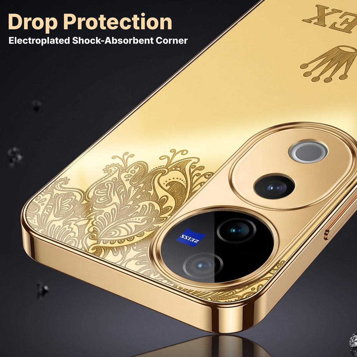 Vivo V40 Pro 5G Rolex Crown Gold Electroplated Glass Phone Back Case