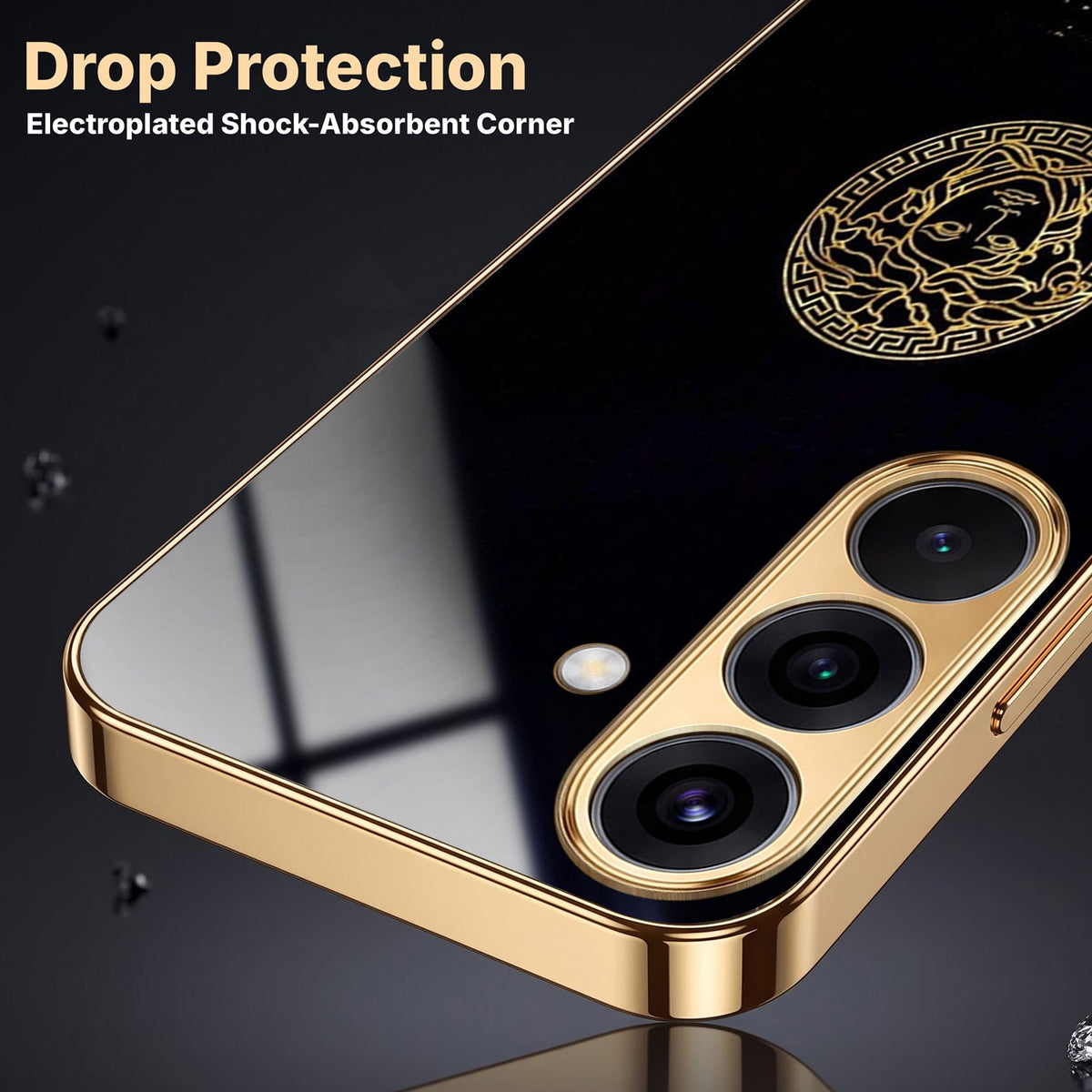 Samsung Galaxy A36 5G Medusa Head Gold Electroplated Glass Phone Back Case