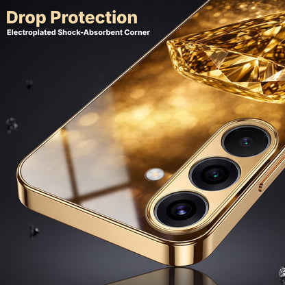 Samsung Galaxy A36 5G Golden Diamond Gold Electroplated Glass Phone Back Case