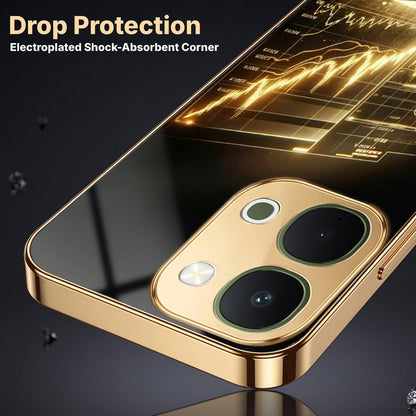 Vivo T5X 5G Luxury Wealth Trader Gold Electroplated Glass Phone Back Case