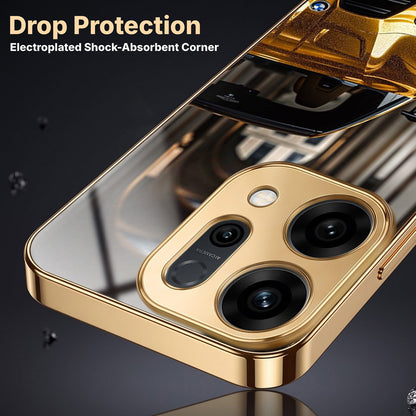 Oppo Reno 14 5G Golden BMW Gold Electroplated Glass Phone Back Case