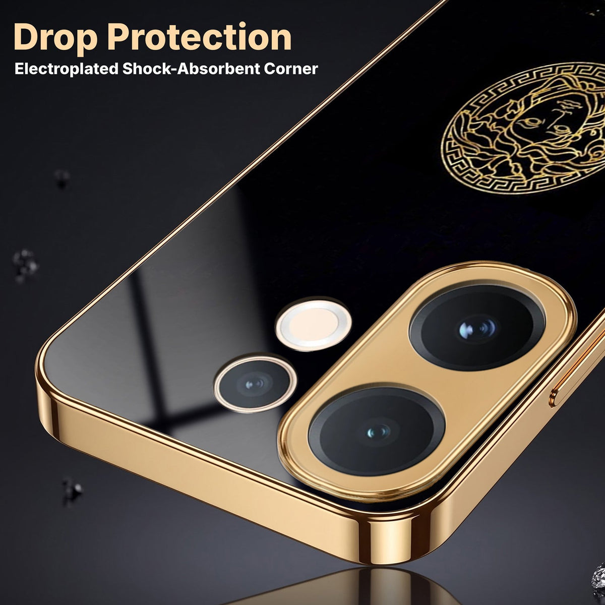 Vivo V60 5G Medusa Head Gold Electroplated Glass Phone Back Case