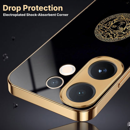 Vivo V60 5G Medusa Head Gold Electroplated Glass Phone Back Case