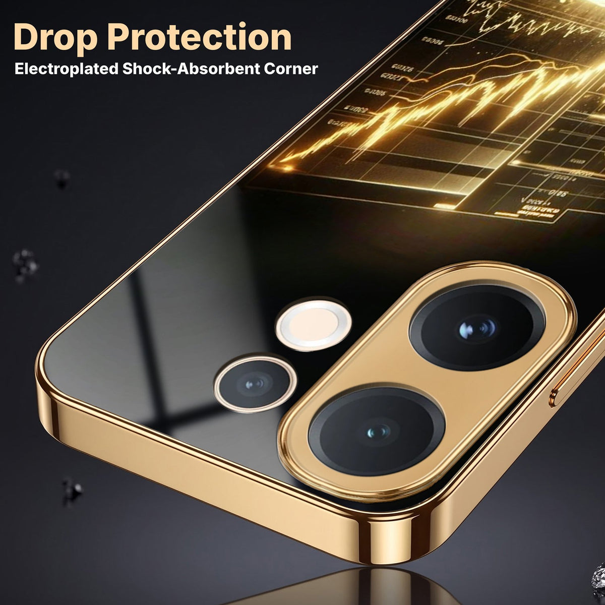 Vivo V60 5G Luxury Wealth Trader Gold Electroplated Glass Phone Back Case