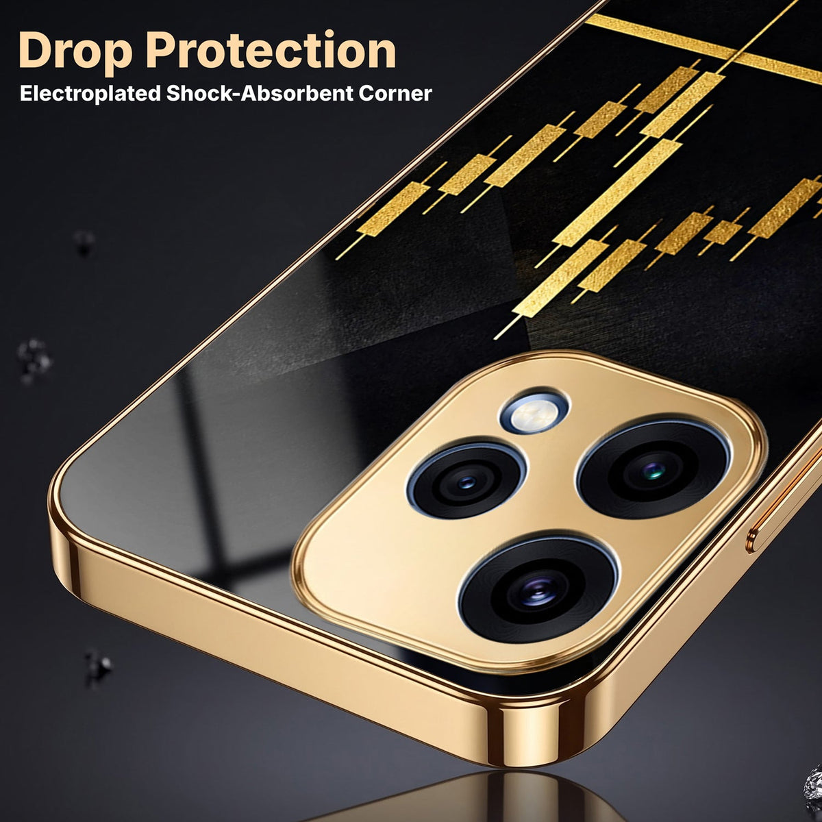 Oppo Reno 15 5G Trading Candles Gold Electroplated Glass Phone Back Case