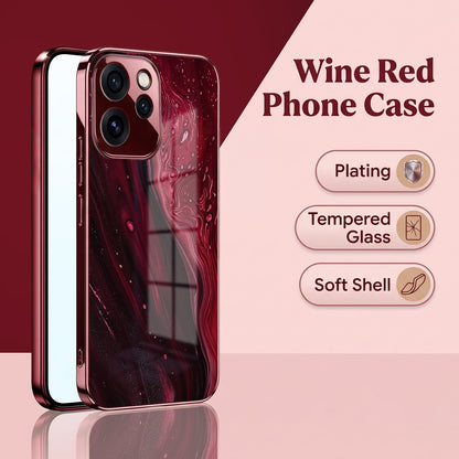 Oppo Reno 15 Pro Mini 5G Marble Burgundy Electroplated Glass Back Case