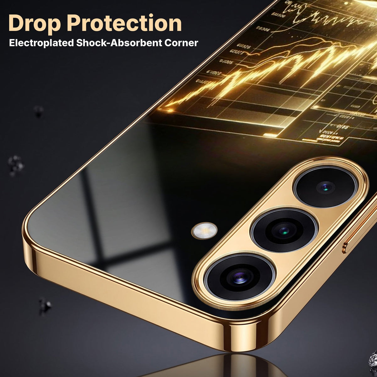 Samsung Galaxy A56 5G Luxury Wealth Trader Gold Electroplated Glass Phone Back Case