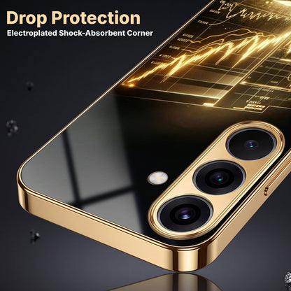 Samsung Galaxy A56 5G Luxury Wealth Trader Gold Electroplated Glass Phone Back Case