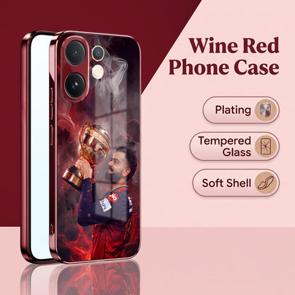 Vivo V60 5G Virat Kohli Burgundy Electroplated Glass Back Case