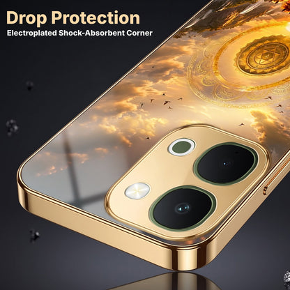 Vivo T5x 5G Celestial Seven Horses Gold Electroplated Glass Phone Back Case