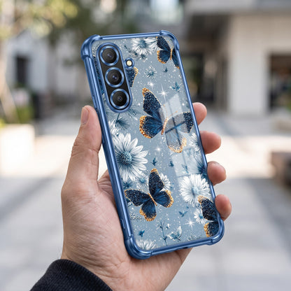Samsung Galaxy A36 5G Blue Butterfly Floral Airbags Printed Back Case