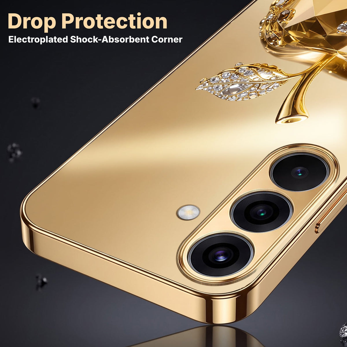 Samsung Galaxy A56 5G Golden Apple Gold Electroplated Glass Phone Back Case