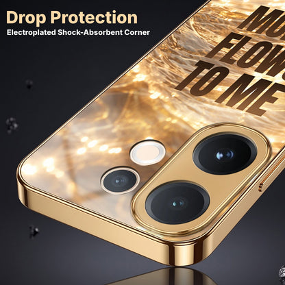 Vivo V60 5G Money Flows To Me Gold Electroplated Glass Phone Back Case
