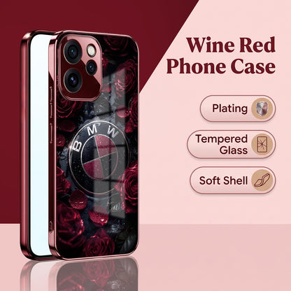 Oppo Reno 15 Pro Mini 5G BMW Logo Burgundy Electroplated Glass Back Case