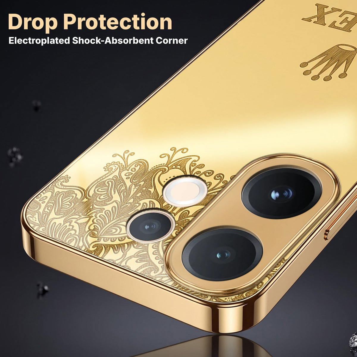 Vivo V60 5G Rolex Crown Gold Electroplated Glass Phone Back Case