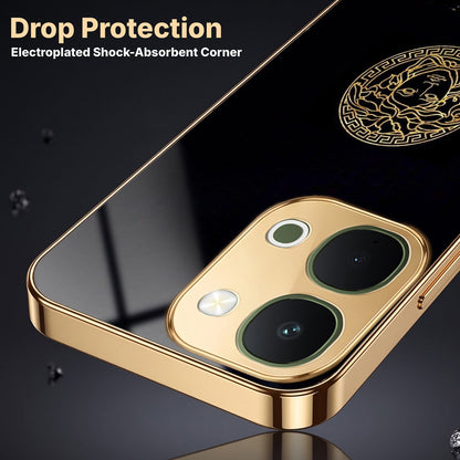 Vivo T5x 5G Medusa Head Gold Electroplated Glass Phone Back Case
