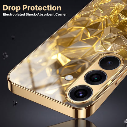 Samsung Galaxy A36 5G Golden Diamond Shatter Gold Electroplated Glass Phone Back Case
