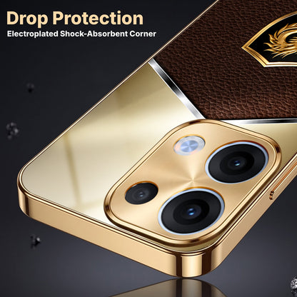 Oppo Reno 13 5G Dragon Crest Gold Electroplated Glass Phone Back Case