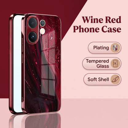 Vivo V60 5G Marble Burgundy Electroplated Glass Back Case