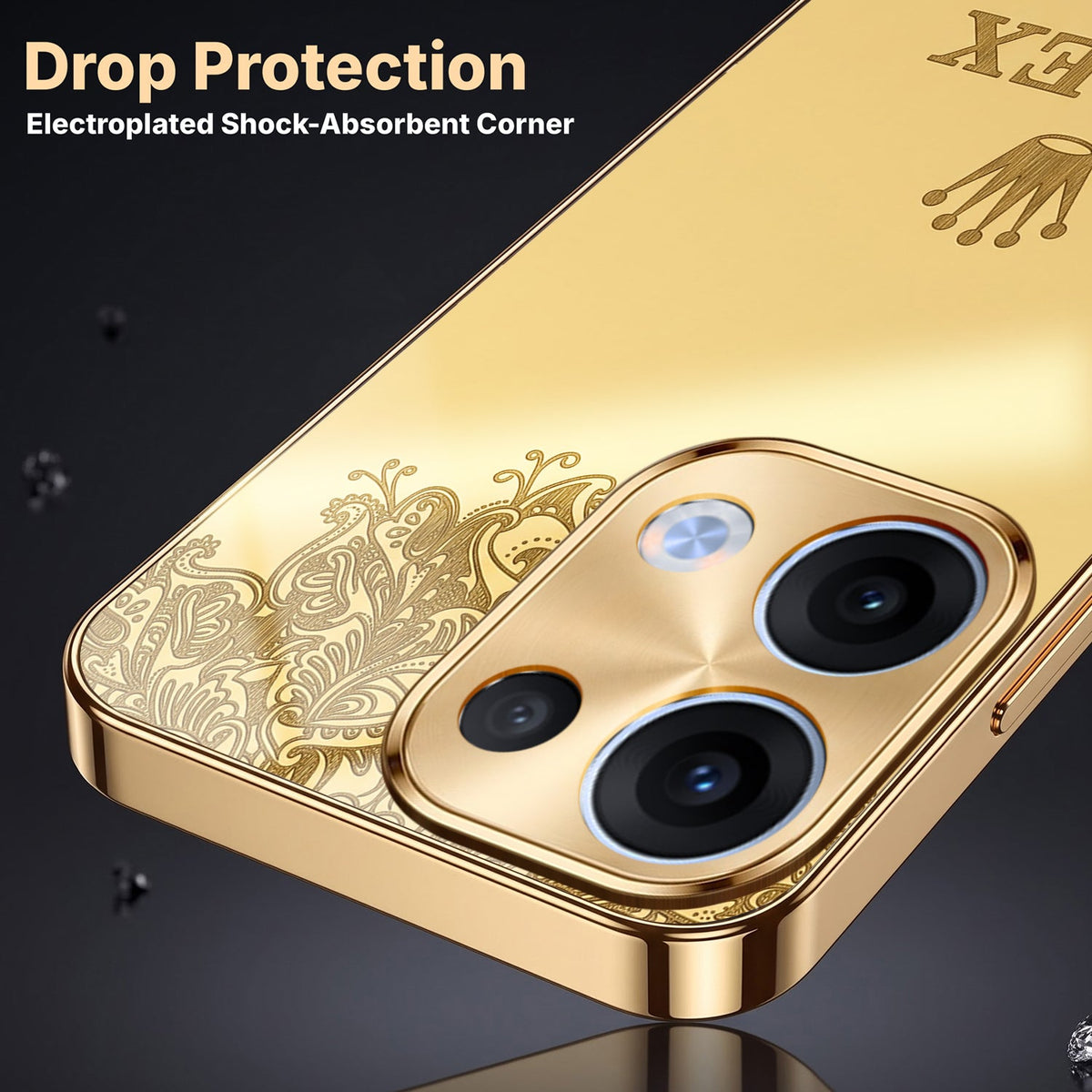 Oppo Reno 13 5G Rolex Crown Gold Electroplated Glass Phone Back Case